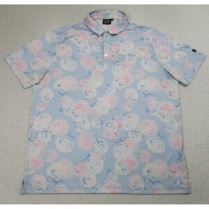 Sunday Swagger Polo Shirt Mens XL Blue Pink‎ Floral Golf Performance